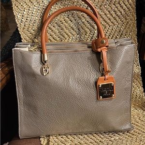 Valentina Genuine Pebble textured Leather taupe/tan color Made n Italy